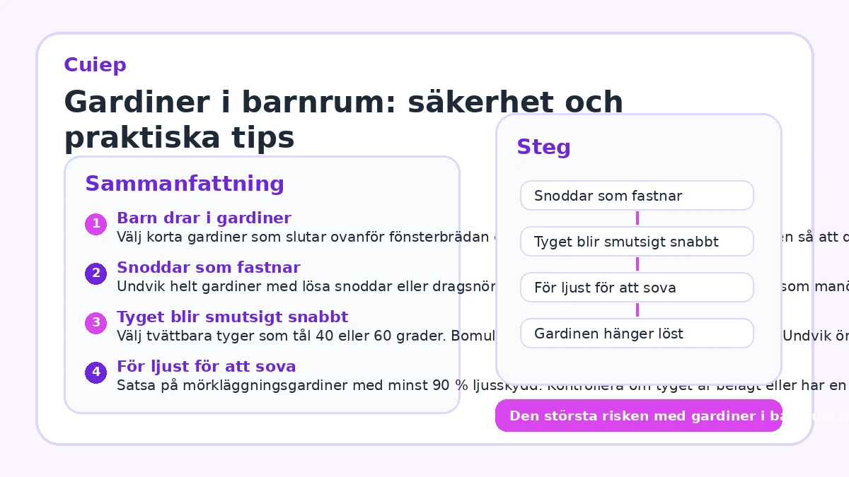 Gardiner i barnrum: säkerhet och praktiska tips